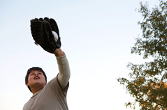 Boy playing baseball